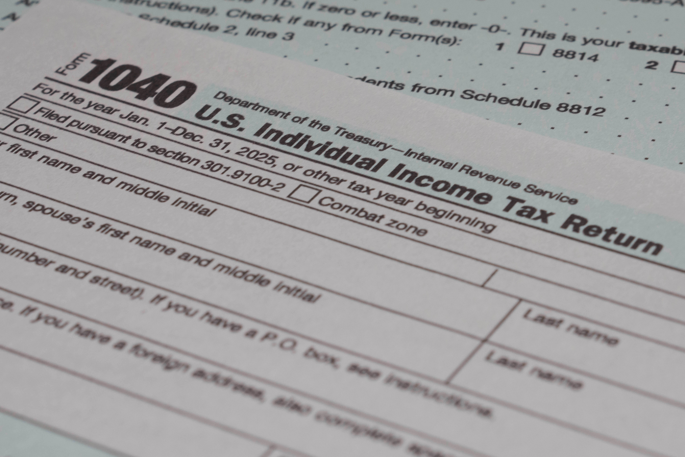 Image shows part of the first page of a Form 1040 income tax return
